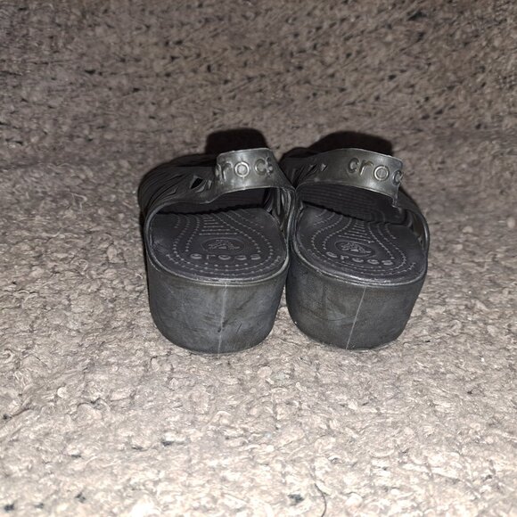 CROCS-Adrina Slingback Wedge Peep Toe Slip On Shoes Cut Out-Size 7-Excellent - Picture 6 of 8